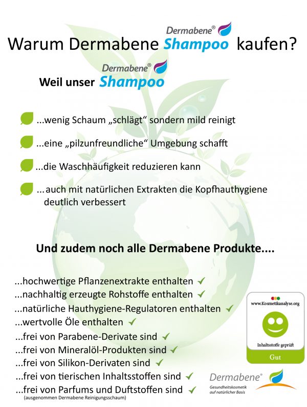 Unser Dermabene Shampoo. Mildes Shampoo mit Seifenbaumextrakt.